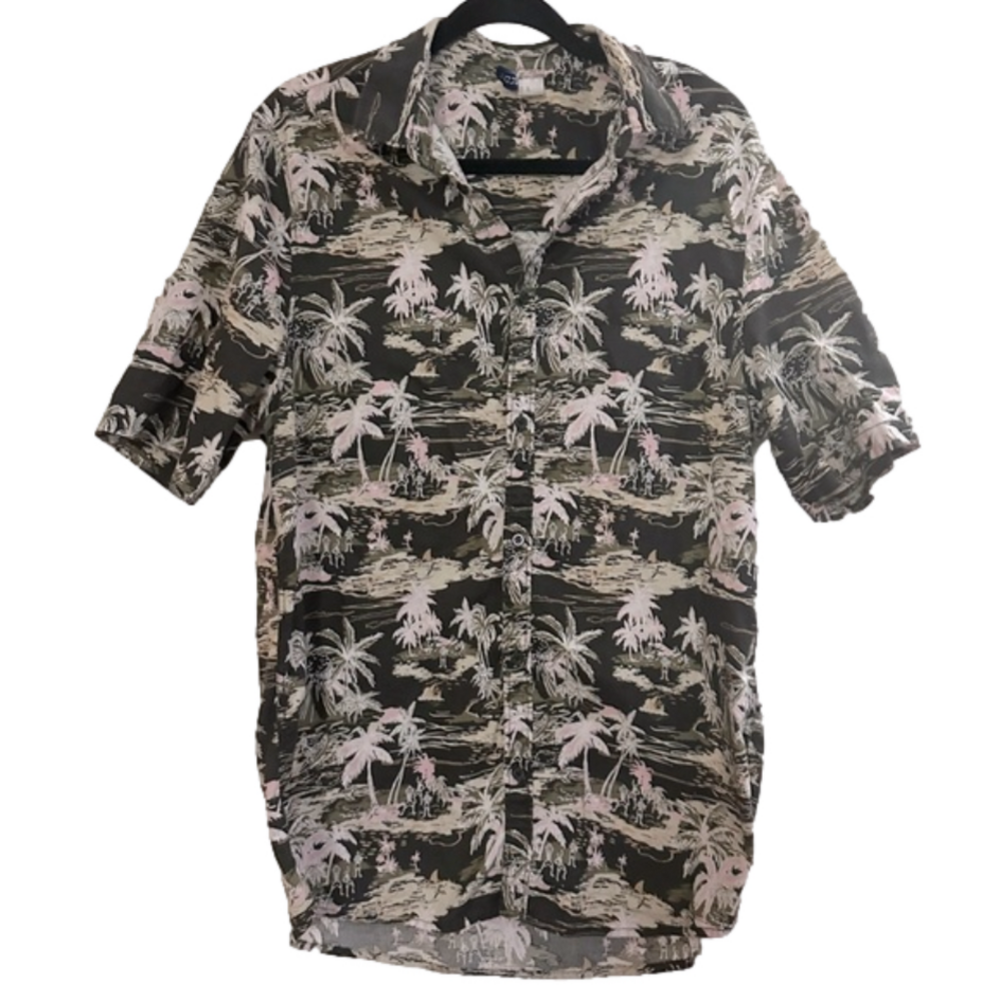 H&M Men's Divided Summer Tropical Patterned Cotton Shirt Size XL